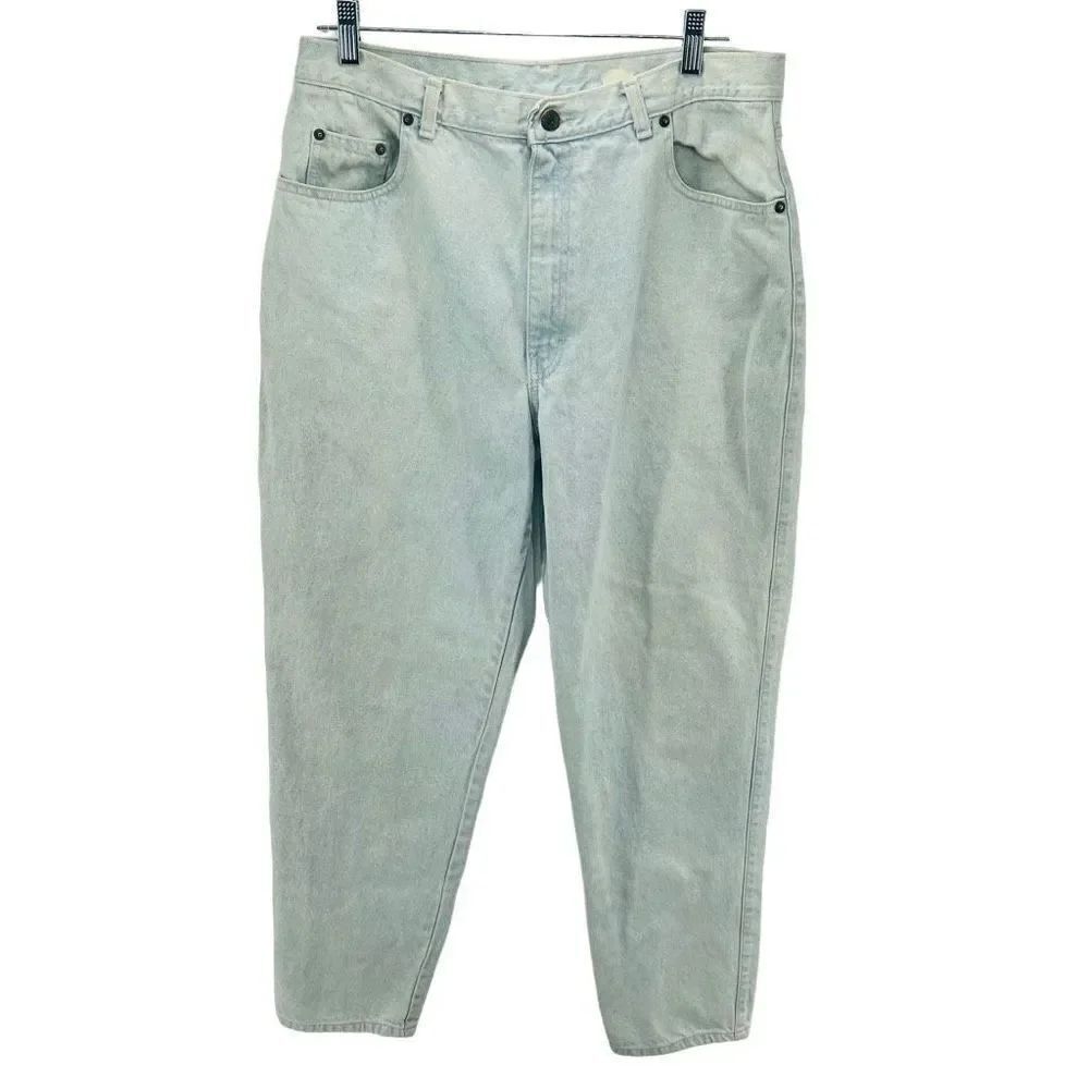 Sasson vintage balloon Denim Mom Jeans Wide Leg Crop Ankle High Rise Light Wash